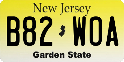 NJ license plate B82WOA