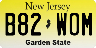 NJ license plate B82WOM