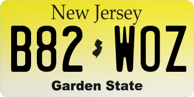 NJ license plate B82WOZ