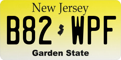NJ license plate B82WPF