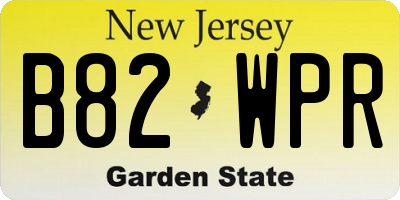 NJ license plate B82WPR