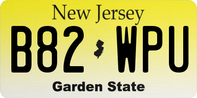 NJ license plate B82WPU