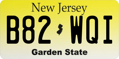 NJ license plate B82WQI