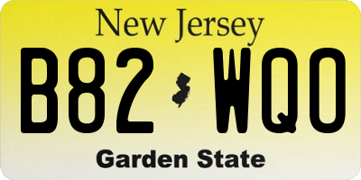 NJ license plate B82WQO