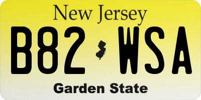 NJ license plate B82WSA