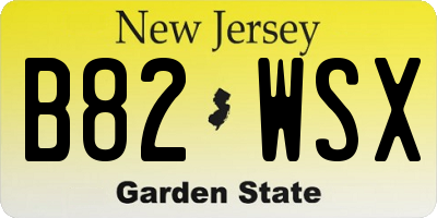 NJ license plate B82WSX