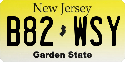 NJ license plate B82WSY