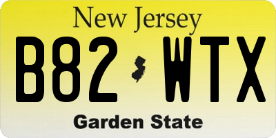 NJ license plate B82WTX