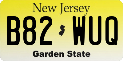NJ license plate B82WUQ