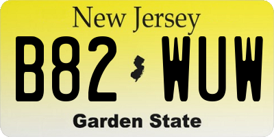 NJ license plate B82WUW