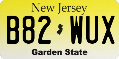NJ license plate B82WUX