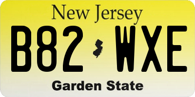 NJ license plate B82WXE