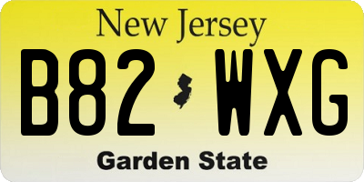 NJ license plate B82WXG