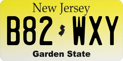 NJ license plate B82WXY