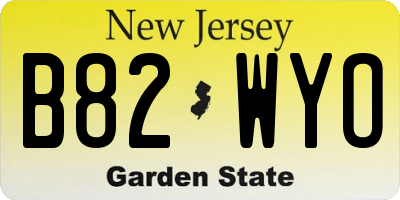 NJ license plate B82WYO