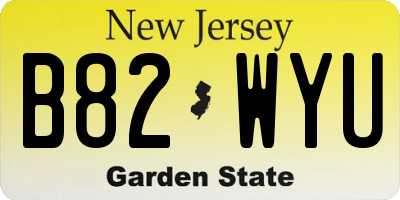 NJ license plate B82WYU