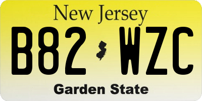 NJ license plate B82WZC