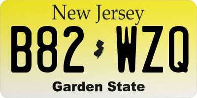 NJ license plate B82WZQ