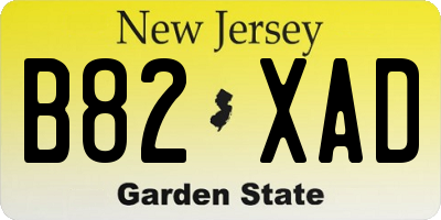 NJ license plate B82XAD