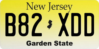NJ license plate B82XDD