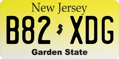 NJ license plate B82XDG
