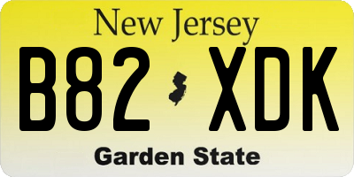 NJ license plate B82XDK