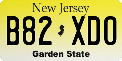 NJ license plate B82XDO