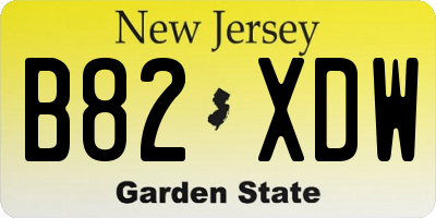 NJ license plate B82XDW