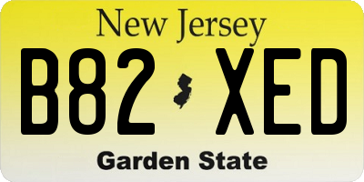 NJ license plate B82XED