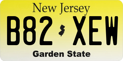 NJ license plate B82XEW