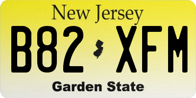 NJ license plate B82XFM