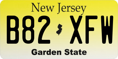 NJ license plate B82XFW