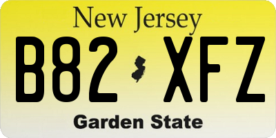 NJ license plate B82XFZ