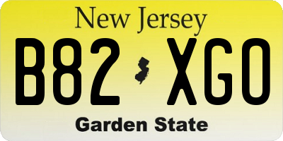 NJ license plate B82XGO