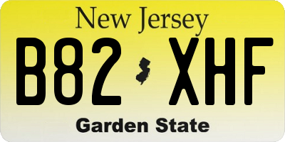 NJ license plate B82XHF