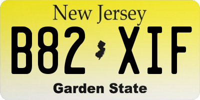 NJ license plate B82XIF