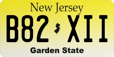 NJ license plate B82XII