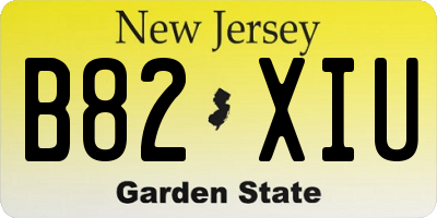NJ license plate B82XIU