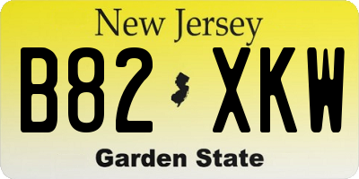 NJ license plate B82XKW