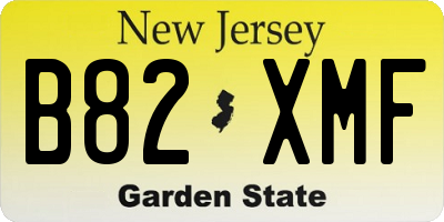 NJ license plate B82XMF