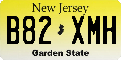 NJ license plate B82XMH