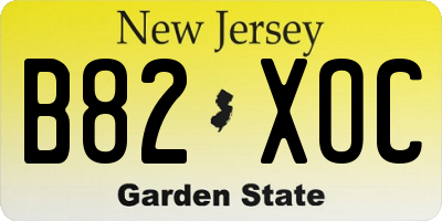 NJ license plate B82XOC