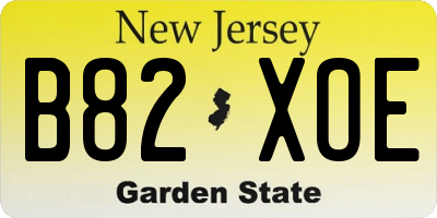 NJ license plate B82XOE