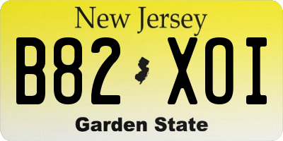 NJ license plate B82XOI