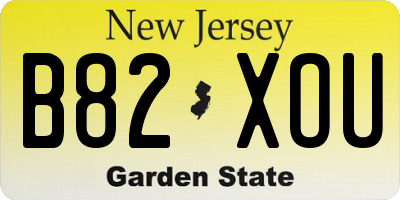 NJ license plate B82XOU