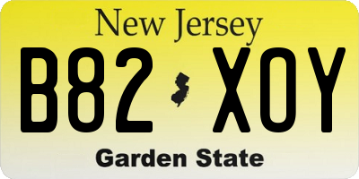 NJ license plate B82XOY