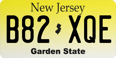 NJ license plate B82XQE