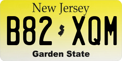 NJ license plate B82XQM