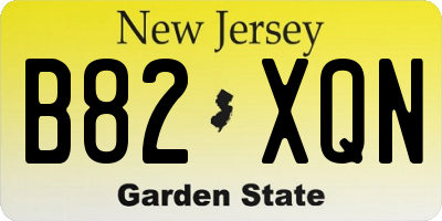 NJ license plate B82XQN