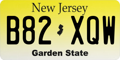 NJ license plate B82XQW